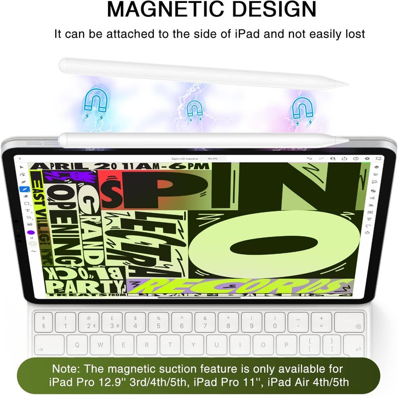 HATOKU Stylus Pen for iPad 2018-2025, 15 Mins Fast Charging Magnetic Pencil (1st Generation) with Tilt Sensitivity & Palm Rejection for iPad 6-8/9/10/11, Air 3/4/5/M2/M3, Mini 5/6/7, Pro 11/12.9/M4/M5 - Image 4